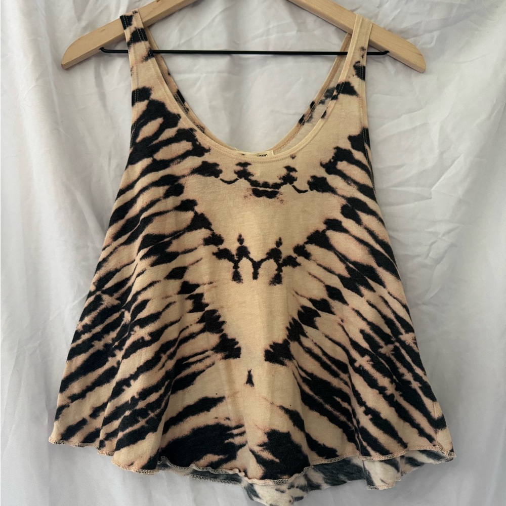 Billabong Black and Cream Tie-Dye Tank Top